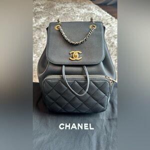 Chanel Business Affinity Backpack; Black Caviar Leather w/ Gold Hardware
